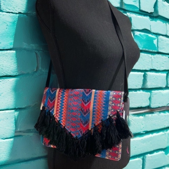 Villagers Collection Handbags - Ethnic Boho Crossbody Bag Handmade Embroidery Tassels Chic Vibrant Colorful NEW